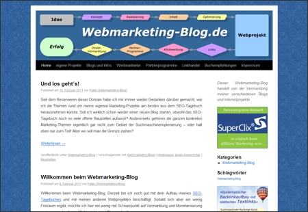 Startseite des Webmarketing-Blog mit den aktuellen Beitr�gen